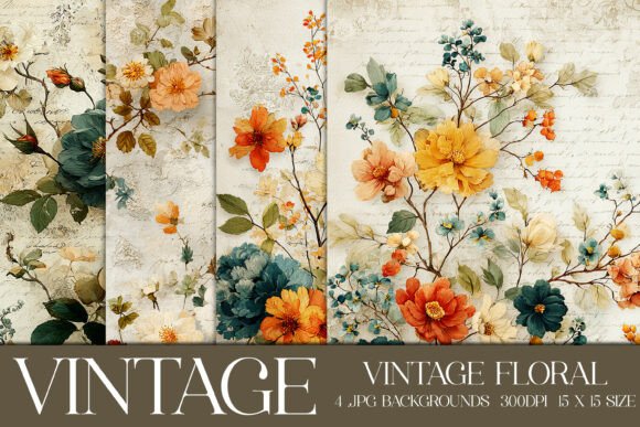 Download Vintage Floral Backgrounds, S4 - Background Collection