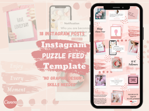 Download Elegant Pink Instagram Puzzle Template - Insta Collection