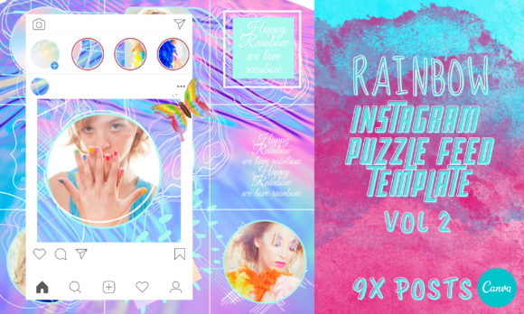 Download Rainbow Instagram Puzzle Template Vol 2 - Insta Collection