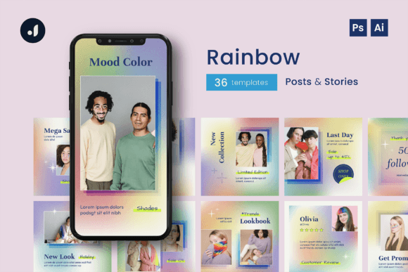 Download Rainbow Instagram Template - Insta Collection