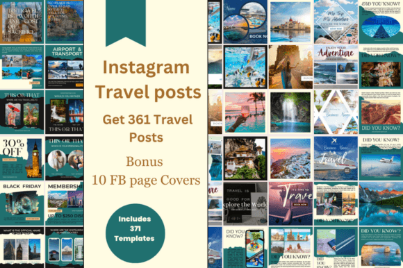 Download Travel Instagram Posts-Canva-Bundle - Insta Collection
