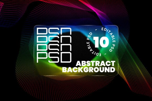 Download Neon Rainbow Wave Background PSD Set - Background Collection