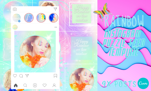 Download Rainbow Pro Instagram Puzzle Template - Premium Resources