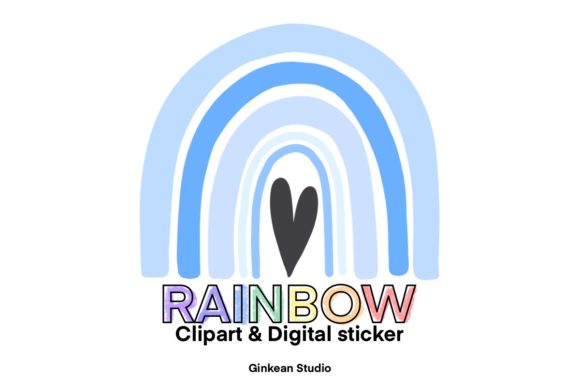 Download Blue Rainbow Clipart, Digital Sticker - Premium Bundle