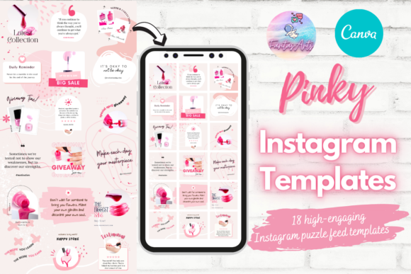Download Glamorous Pink Instagram Puzzle Template - Insta Collection