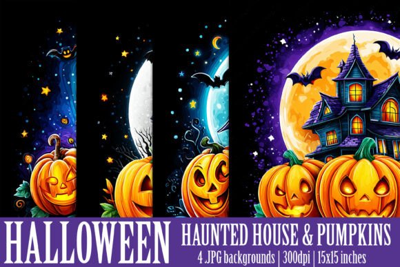 Download Haunted House and Pumpkins Background S2 - Background Collection