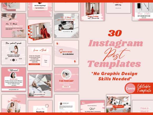 Download Instagram Post Templates-pink &amp; Red - Insta Collection