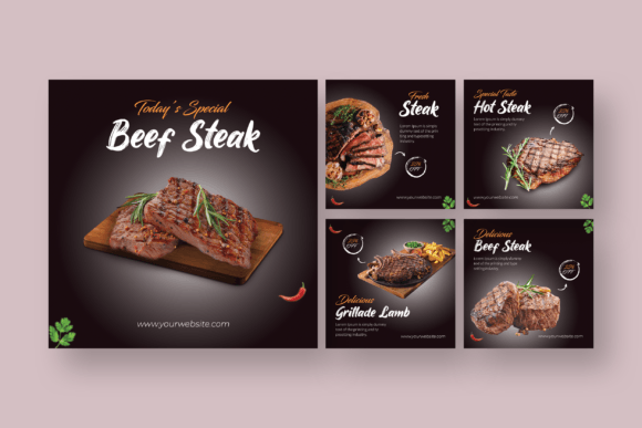 Download Steak - Food Instagram Post Template - Insta Collection