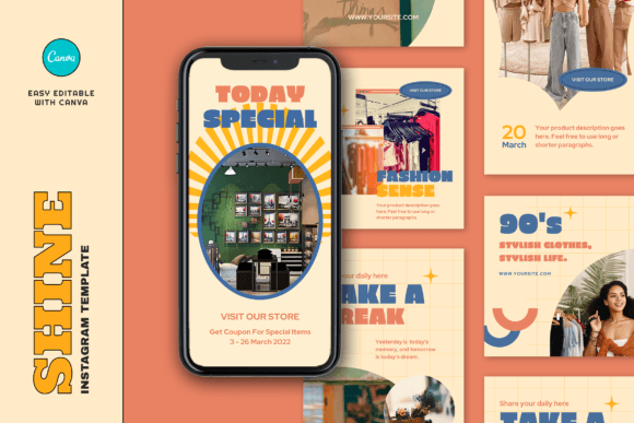 Download Shine Retro Fashion Instagram Template - Insta Collection