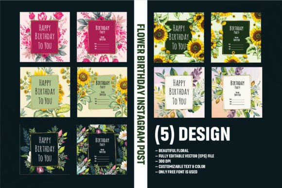 Download Flower Birthday Instagram Design Bundle - Insta Collection